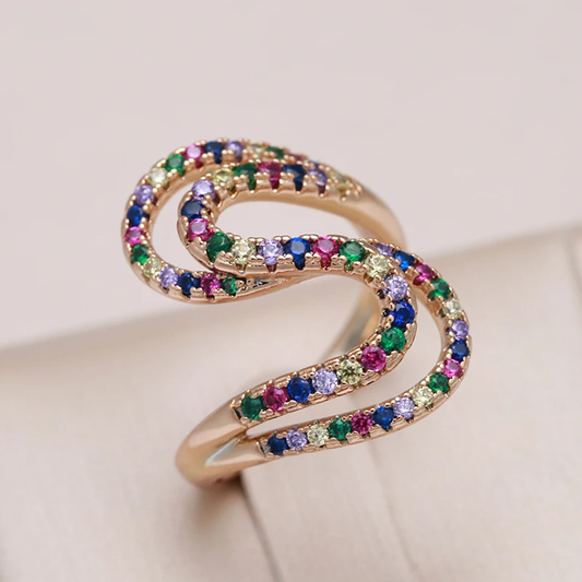 Fascinating ring with radiant colorful zirconia