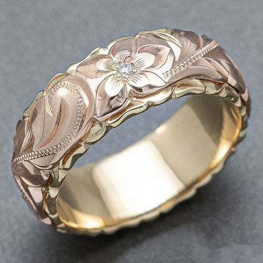 Zeitloser Vintage Rosenblüte Goldring